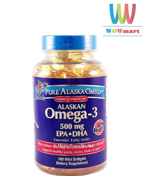 Viên dầu cá Alaska Pure Alaska Omega-3 500mg EPA+DHA 180 viên