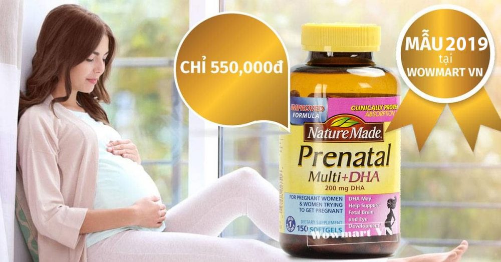Vitamin cho bà bầu Nature Made Prenatal Multi DHA 200mg 150 viên
