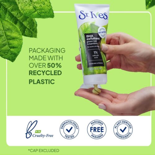 Sữa rửa mặt tẩy tế bào chết St.Ives BHA Exfoliant Green Tea & Bamboo 170g 13 sua rua mat tay da chet st ives blackhead clearing green tea scrub 170g 020525 kc