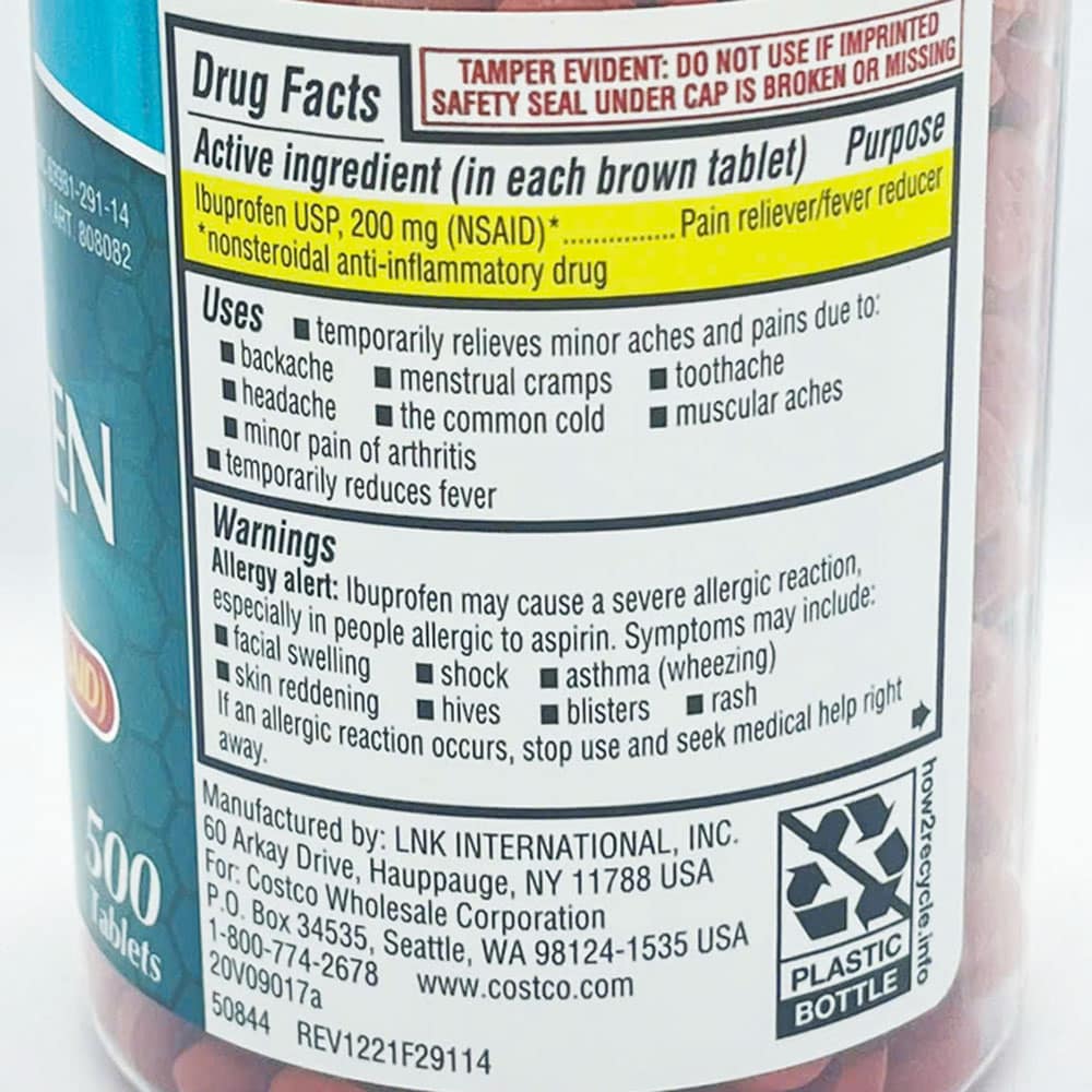 Viên giảm đau hạ sốt Kirkland Signature Ibuprofen 200mg 500 Tablets 5 Viên giảm đau hạ sốt Kirkland Signature Ibuprofen 200mg 500 Tablets - Ảnh 5