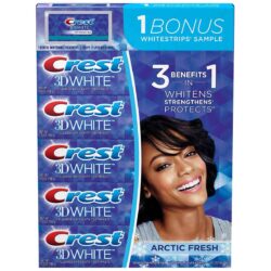 Kem đánh răng Crest 3D White 198g x5 + miếng dán trắng răng 7 Crest 3D Whitening Toothpaste 7oz