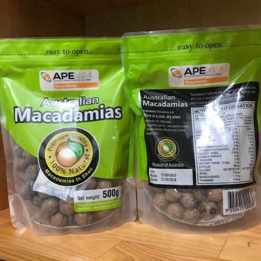 Hạt mắc ca nứt vỏ Úc Apexim Australian Macadamias 500g