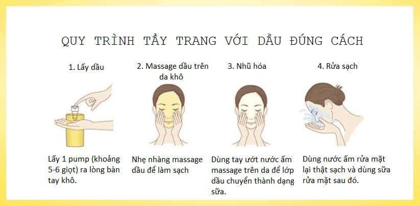 Dầu tẩy trang AHA Oil Cleansing Nhật Bản 145ml 4 cach tay trang bang dau