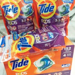Viên giặt quần áo Tide Pods dành cho máy giặt Thùng 4 bịch x38 viên (152 viên) 9 vien giat tide pods huong spring meadow 3 8kg knd