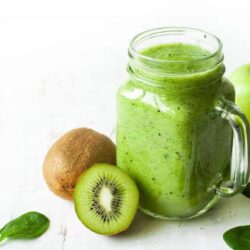 Bột rau củ quả Nature’s Way Super Foods Greens Plus 100g 5 healthy green smoothie and ingredients on white spinach apple and kiwi superfood detox and healthy food