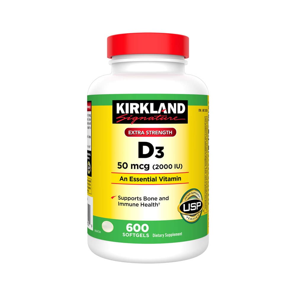 Viên uống bổ sung Vitamin D3 Kirkland Signature Vitamin D3 2000IU 600 viên