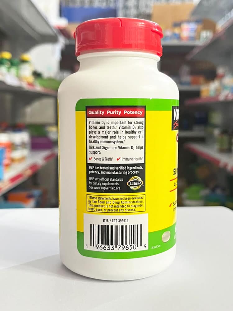 Viên uống bổ sung Vitamin D3 Kirkland Signature Vitamin D3 2000IU 600 viên - Ảnh 4
