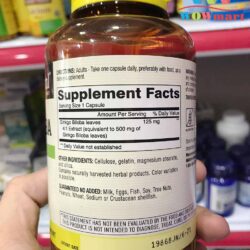 Viên uống bổ não Mason Ginkgo Biloba Mental Alertness 500mg 180 viên 7 vien uong bo nao mason ginkgo biloba mental alertness 500mg 180 vien 2