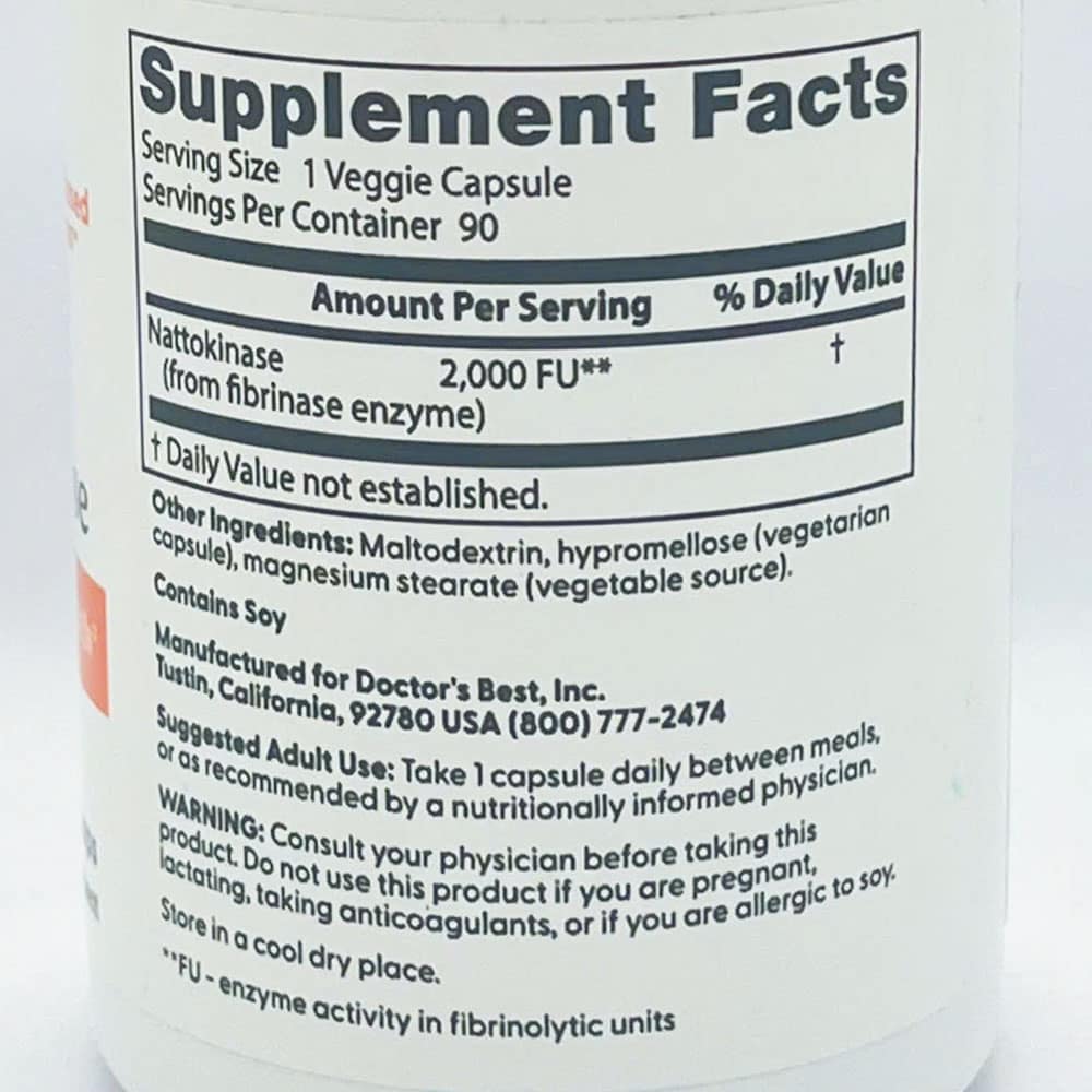 Viên uống ngăn ngừa và hỗ trợ sau tai biến Doctor's Best Nattokinase 90 viên 6 Viên uống ngăn ngừa và hỗ trợ sau tai biến Doctor's Best Nattokinase 90 viên - Ảnh 6