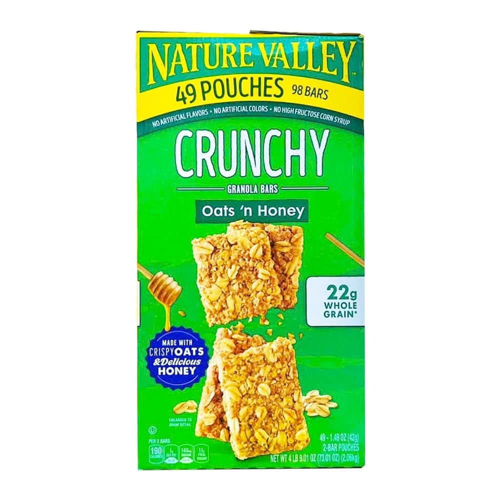 Bánh yến mạch Nature Valley Crunchy Oats’n Honey Granola Bar 98 thanh (Hộp 2.06kg gồm 49 gói) 1 Bánh yến mạch Nature Valley Crunchy Oats’n Honey Granola Bar 98 thanh (Hộp 2.06kg gồm 49 gói)