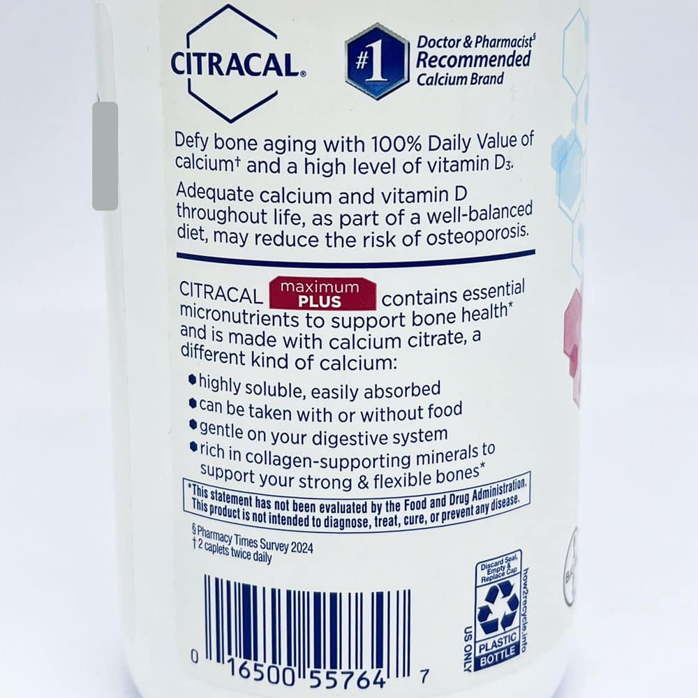 Viên uống bổ sung Canxi Citracal Calcium Citrate Maximum Plus D3 280 Caplets - Ảnh 5