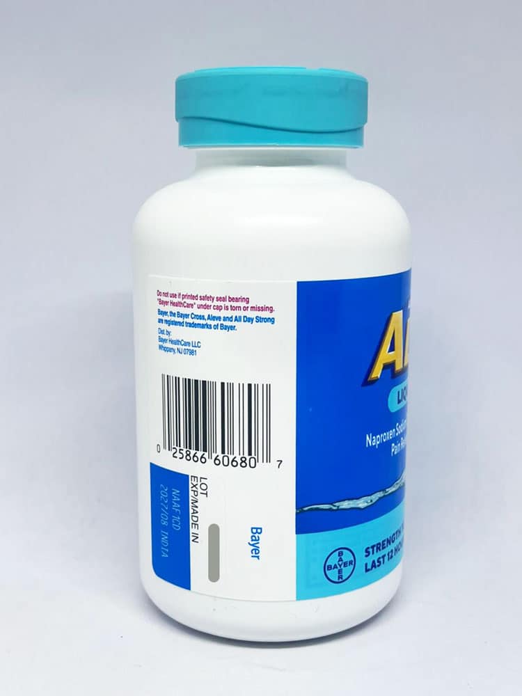 Viên uống Aleve Pain Reliever Naproxen Sodium 220mg 180 Liquid Gels - Ảnh 4