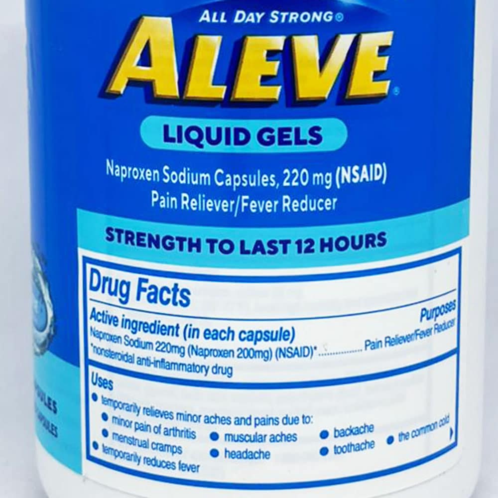 Viên uống Aleve Pain Reliever Naproxen Sodium 220mg 180 Liquid Gels - Ảnh 5