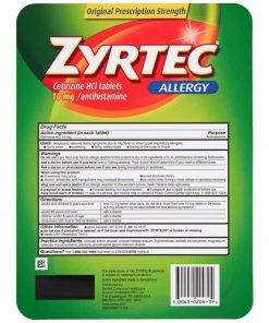 Viên chống dị ứng Zyrtec Allergy 10mg 100 viên