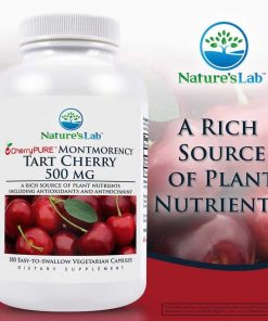 Viên uống chống oxy hóa từ trái Cherry Nature's Lab CherryPURE Tart Cherry 500mg 180 viên