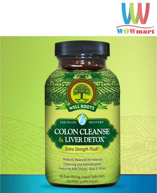 Viên uống giải độc gan từ Well Roots Colon Cleanse & Liver Detox 120 viên