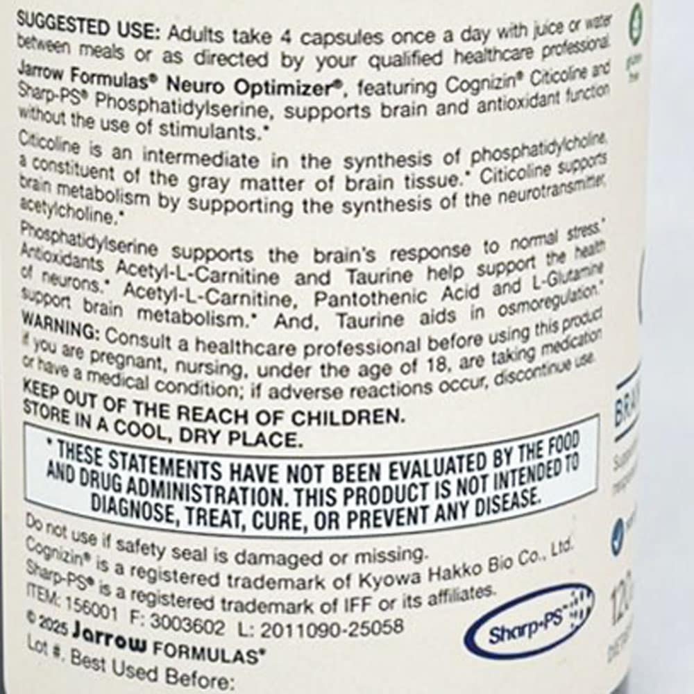 Viên uống hỗ trợ chức năng não Jarrow Formulas Neuro Optimizer 120 viên - Ảnh 6