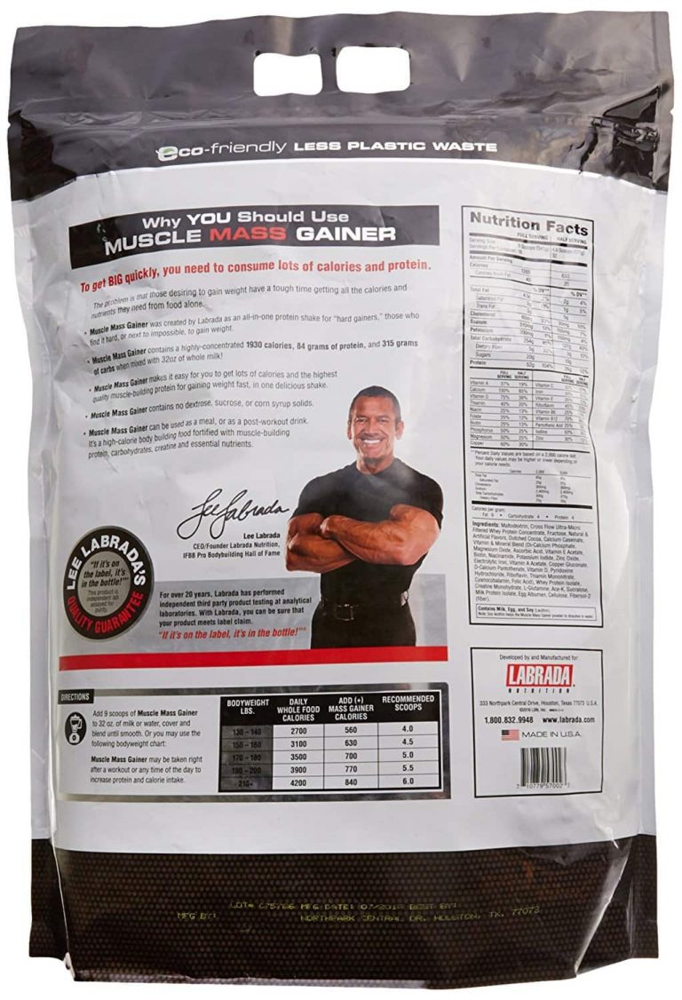 Sữa tăng cơ, tăng cân Labrada Muscle Mass Gainer hương
