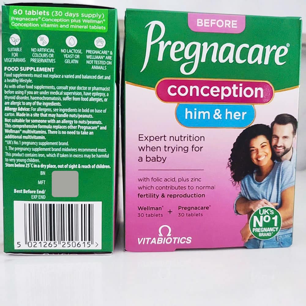 Viên uống tăng khả năng thụ thai cho cả nam và nữ Vitabiotics Pregnacare Him & Her Conception 60 viên - Ảnh 3
