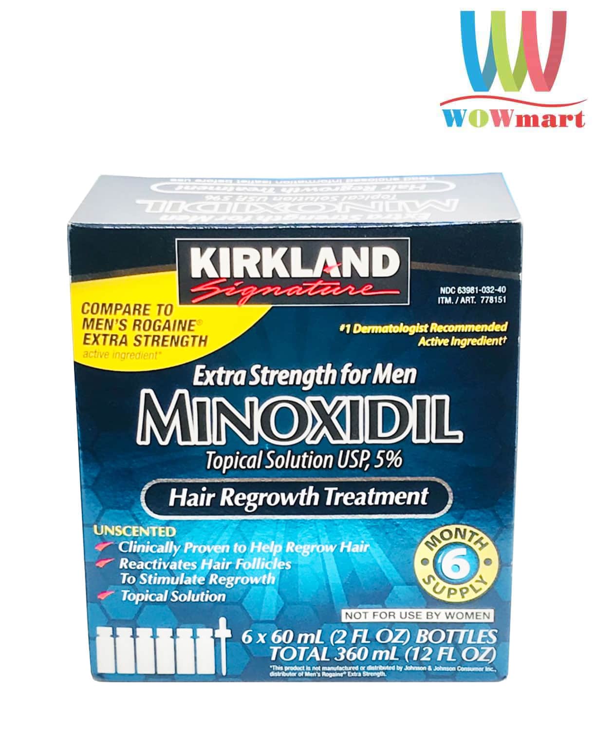 Dung dịch (Gel) mọc tóc cho nam Kirkland Minoxidil 5% Hair Regrowth  Treatment Hộp 6 ống x60ml – Wowmart VN | 100% hàng ngoại nhập