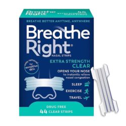 Miếng dán thông mũi, chống ngáy Breathe Right Extra Clear Transparent 44 miếng (Xanh lơ) 17 mieng dan mui chong gay ngay khi ngu breathe right 44 mieng 120124 ki