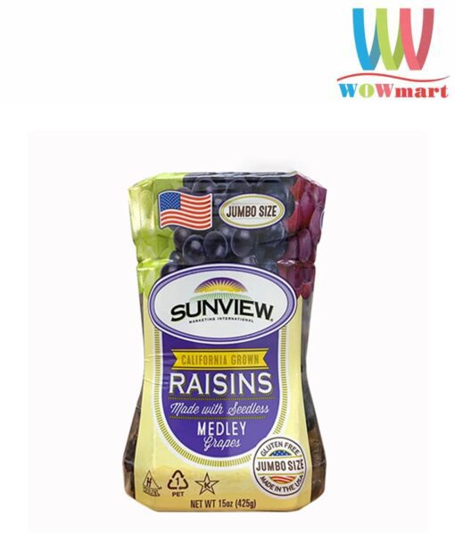 Nho khô Mỹ không hạt Sunview Raisins Jumbo Size 425g