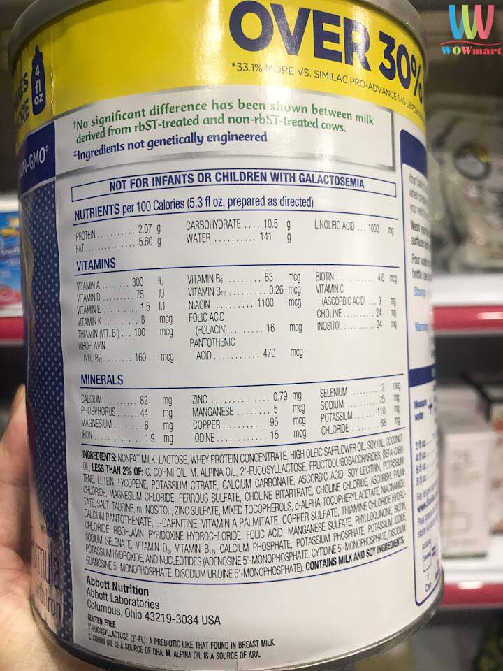 Sữa Similac cho bé từ 0-12 tháng (Lon cao) Similac Pro-Advance Non