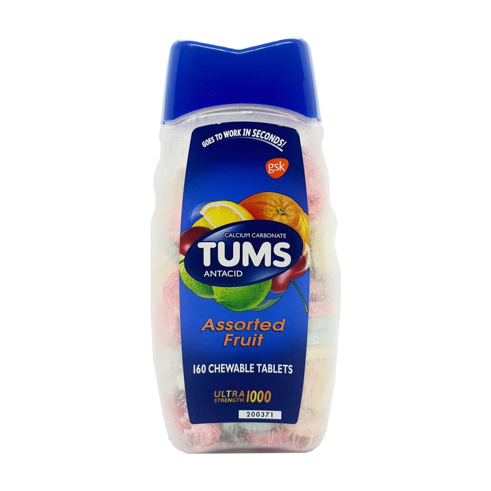 Kẹo ngậm giảm đầy hơi khó tiêu Tums Antacid Assorted Fruit 1000mg 160 viên 1 Kẹo ngậm giảm đầy hơi khó tiêu Tums Antacid Assorted Fruit 1000mg 160 viên