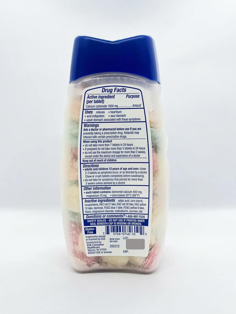 Kẹo ngậm giảm đầy hơi khó tiêu Tums Antacid Assorted Fruit 1000mg 160 viên 3 Kẹo ngậm giảm đầy hơi khó tiêu Tums Antacid Assorted Fruit 1000mg 160 viên - Ảnh 3