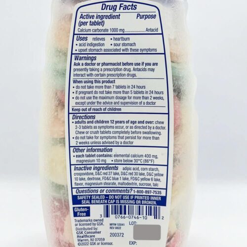 Kẹo ngậm giảm đầy hơi khó tiêu Tums Antacid Assorted Fruit 1000mg 160 viên 10 keo ngam tri day hoi kho tieu tums antacid ultra strength 1000mg 160 vien 311025 kc