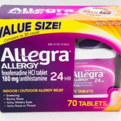 Viên chống dị ứng Allegra Allergy 24hr 70 Tablets 10 vien chong di ung cho nguoi lon allegra adult 24 hour allergy 180mg 70 vien kb