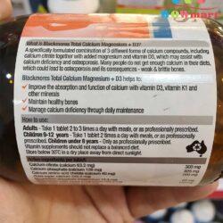 Bổ sung Canxi, Magie và D3 Blackmores Total Calcium Magnesium+D3 125 viên 8 vien uong bo sung canxi magie va vitamin d3 blackmores total calcium magnesium d3 125 vien 2