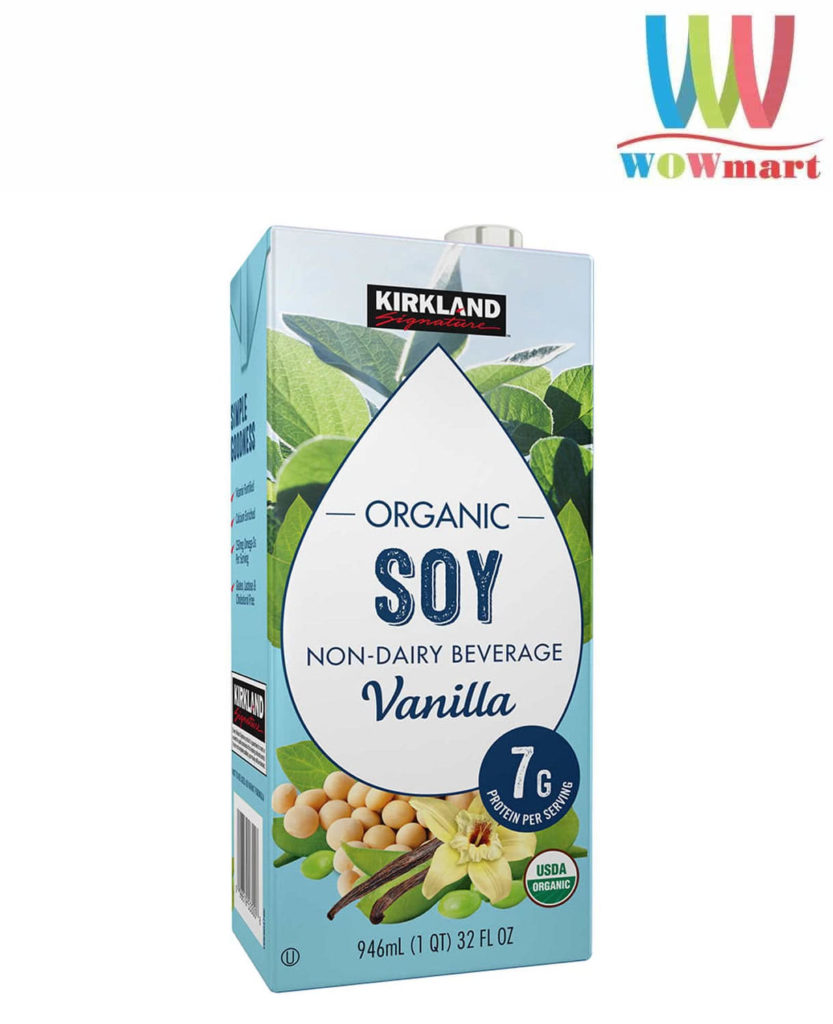 Sữa đậu nành Kirkland Signature Organic Soy Non-Dairy Beverage Vanilla 946ml x 12 hộp