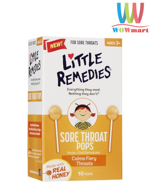 Kẹo ngậm trị ho cho trẻ Little Remedies Sore Throat Pops (10 cây)