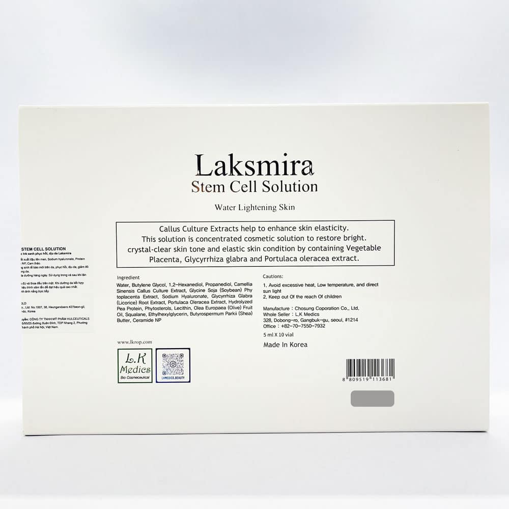 Tế bào gốc Hàn Quốc Laksmira Stem Cell Solution Water Lightening Skin 10 lọ x5ml 3 Tế bào gốc Hàn Quốc Laksmira Stem Cell Solution Water Lightening Skin 10 lọ x5ml - Ảnh 3