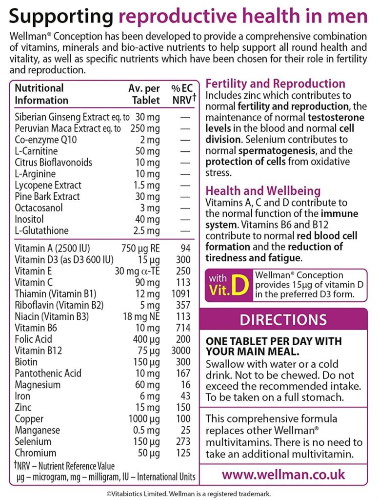 Thuốc hỗ trợ sinh sản cho nam giới Wellman Conception 30 viên
