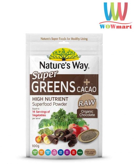 Bột-rau-củ-quả-ca-cao-Nature's-Way-Super-Greens+Cacao-100g