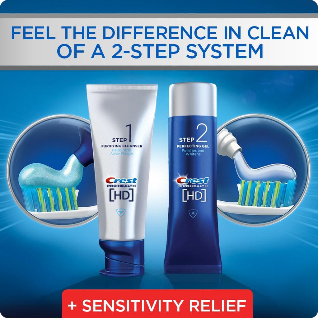 Set 2 bước trắng răng cùng kem đánh răng Crest Pro Health HD Daily Two Step Toothpaste System