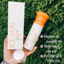 Kem chống nắng Ice Sun SPF50 PA++++ Clear Ice Puff Sun (màu trắng) 7 sun2