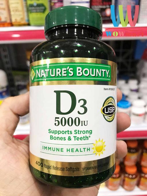 Viên Uống Bổ Sung Vitamin D3 Natures Bounty Vitamin D3 5000iu 400 Viên