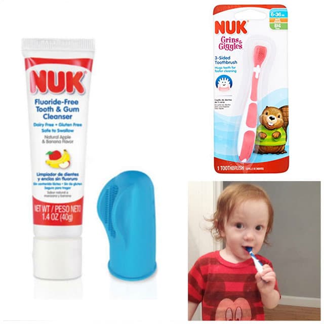 Bộ kem đánh răng và chải nướu Nuk Grins &amp; Giggles cho trẻ từ 3 tháng 40g