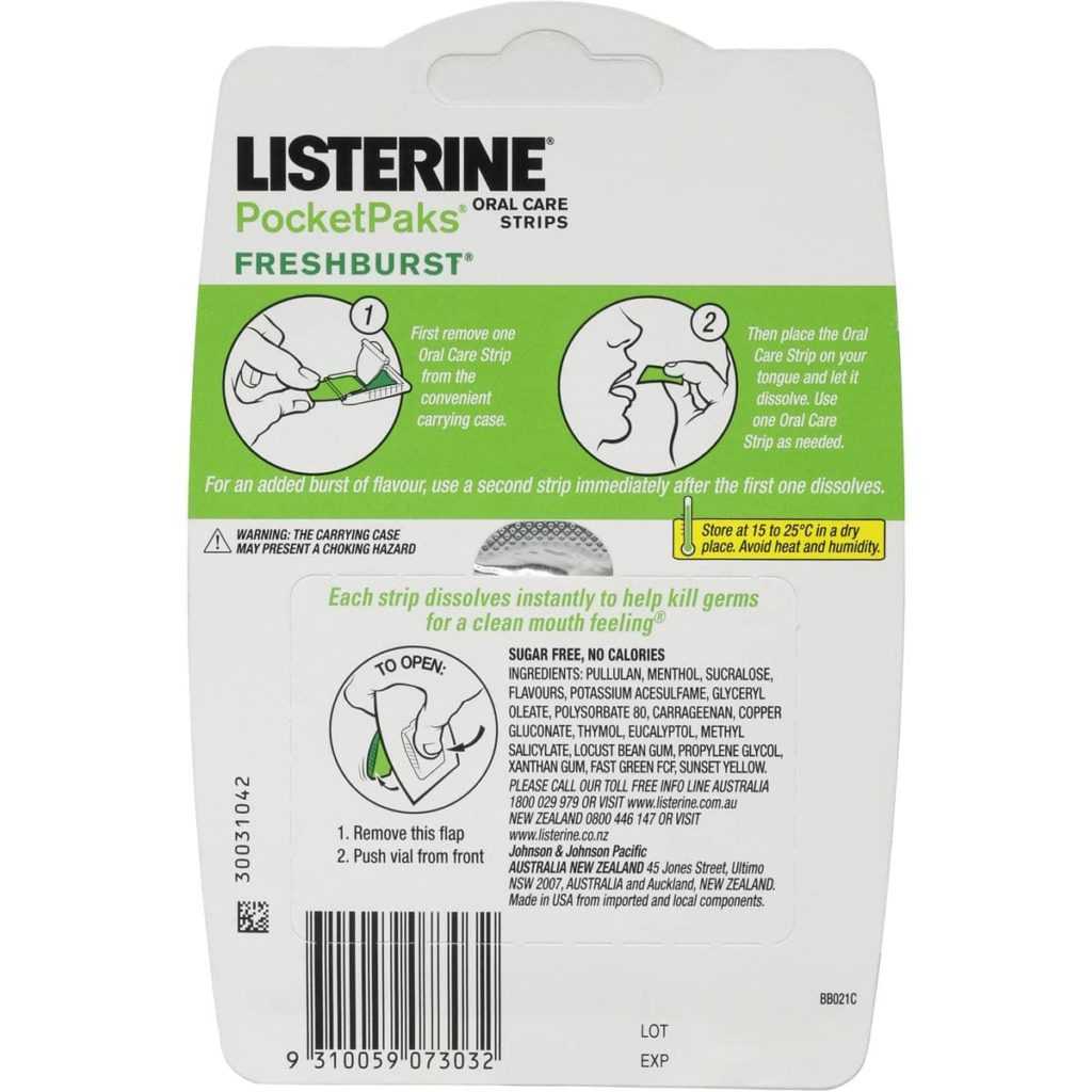 Miếng ngậm thơm miệng Listerine PocketPaks Fresh Burst 72 miếng hàng Úc