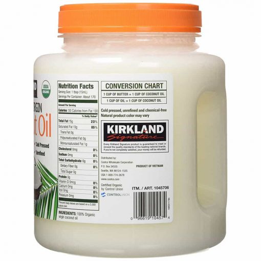 Dầu dừa nguyên chất Kirkland Signature Organic Virgin Coconut Oil 2.48L