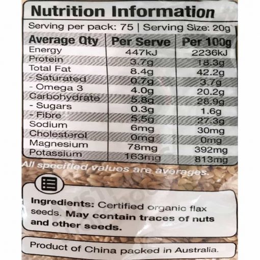 Hạt lanh vàng flaxseed Úc Absolute Organic Flax Seeds 1.5kg