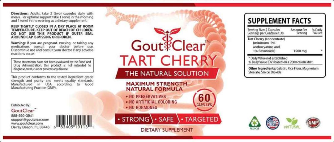 Viên uống hỗ trợ điều trị gút Gout Clear Tart Cherry 60 viên