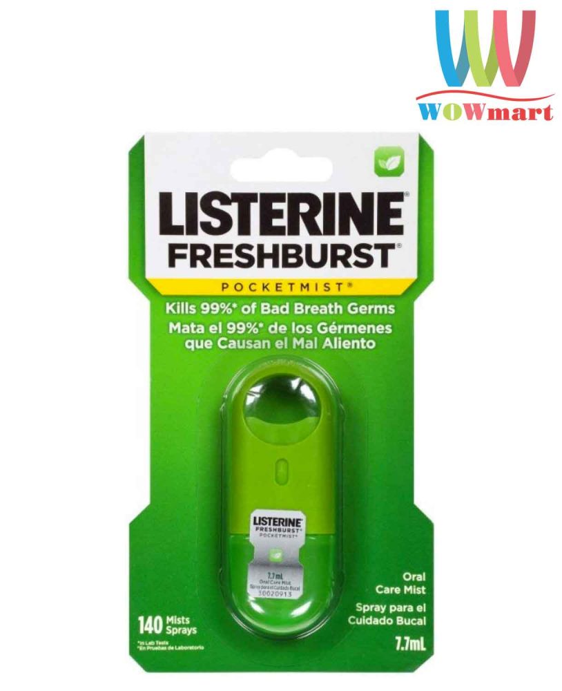 Xịt thơm miệng Listerine Fresh Brust Pocketmist 7.7ml (Xịt xanh lá)