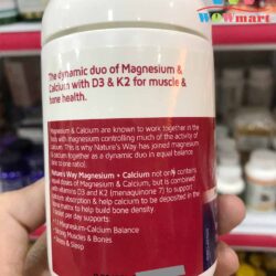 Viên hỗ trợ cơ xương Nature’s Way Magnesium + Calcium +D3 +K2 90 viên 11 bo sung magie va canxi cua uc natures way magnesium calcium 90 vien 3