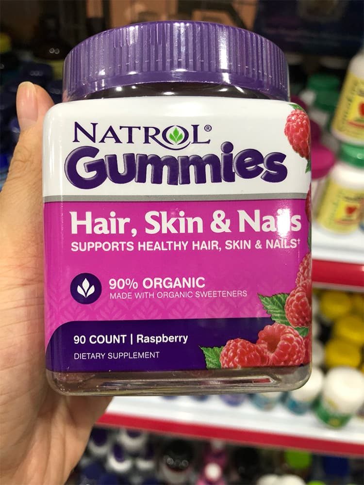 Kẹo dẻo đẹp da móng tóc Natrol Gummies Hair Skin Nails 90 viên
