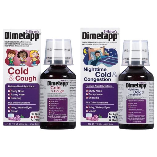 Siro trị cảm cúm, ho cho trẻ em Dimetapp Children's Nighttime Cold & Congestion 118ml