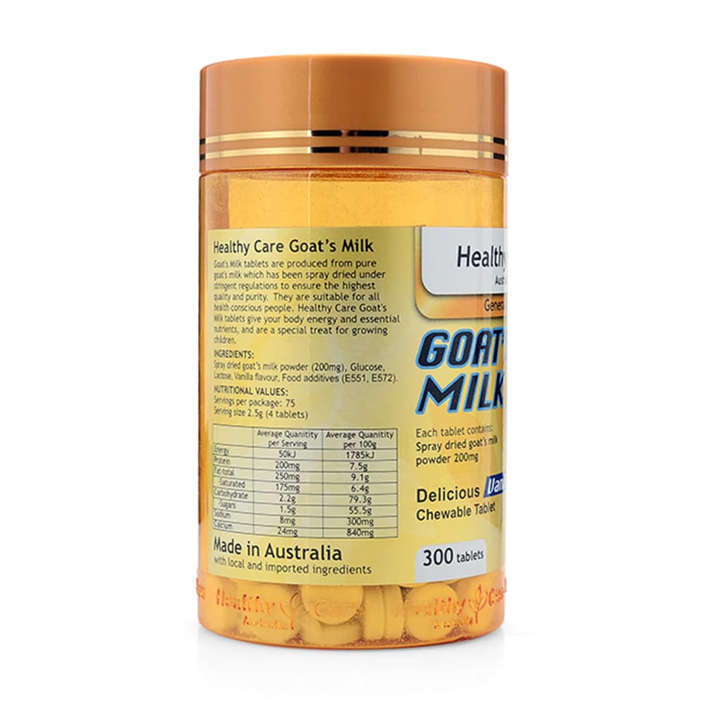 Sữa dê cô đặc hương Vani Healthy Care Goat's Milk 300 Chewable Tablets 12 Sữa dê cô đặc hương Vani Healthy Care Goat’s Milk 300 Chewable Tablets